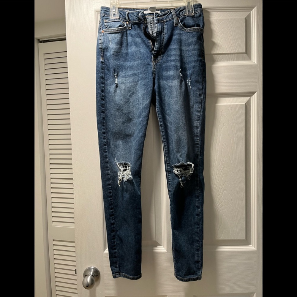 - - - Forever 21 blue distressed ripped denim, size 29, gently used